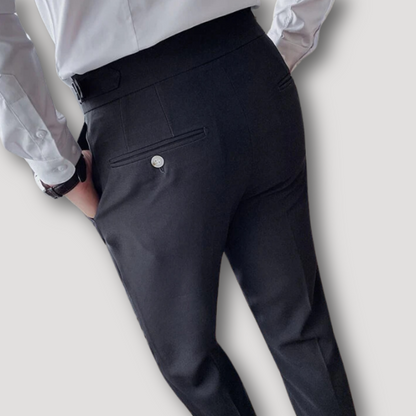 Business Casual Pleated Zwart Chino Trousers