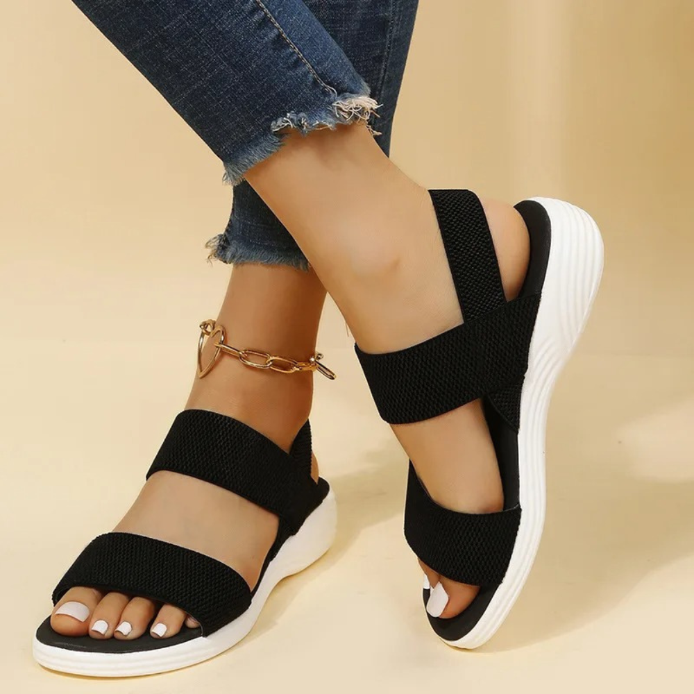 Elastische Sandalen für Damen Schwarz