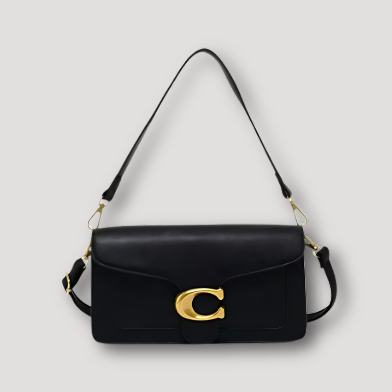 Goudkleurig “C” Glad Leer Crossbody Shoulder Bag