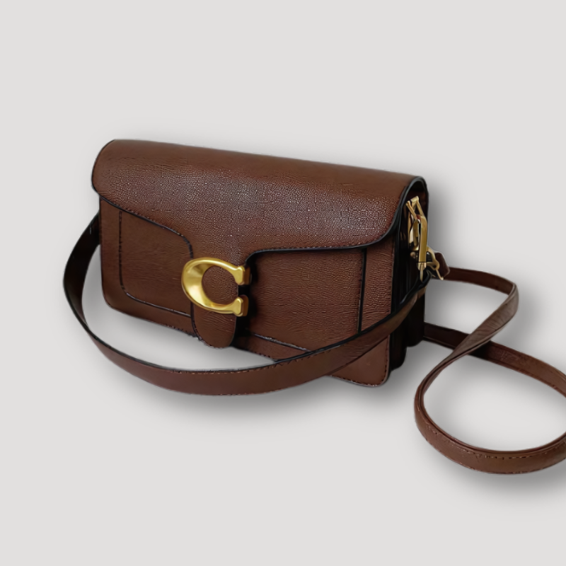 Goudkleurig “C” Glad Leer Crossbody Shoulder Bag