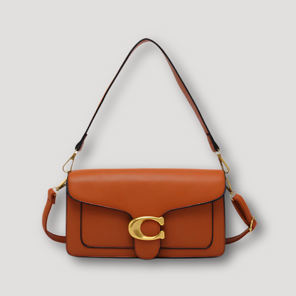 Goudkleurig “C” Glad Leer Crossbody Shoulder Bag