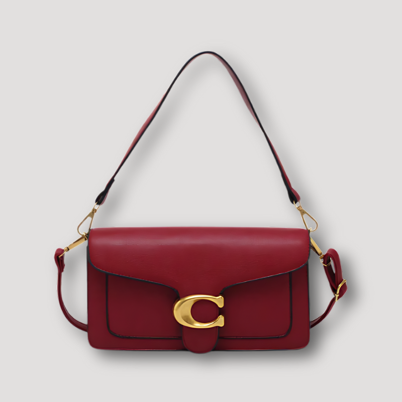 Goudkleurig “C” Glad Leer Crossbody Shoulder Bag