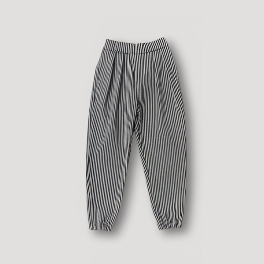 Verticale Krijtstreep Jogger Stijl Pleated Pants