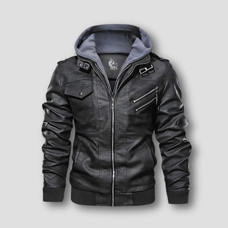 Outdoor Zip Up Stof Hoodie Matt Leren Biker Jas