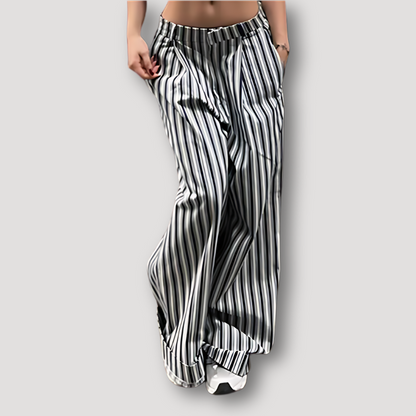 Wide Leg Verticaal Streep Vloeiend Pants