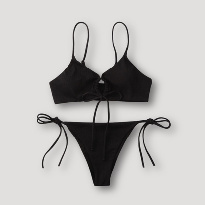 Driehoek Cut-out Tie Top Two-Piece Bikini Set