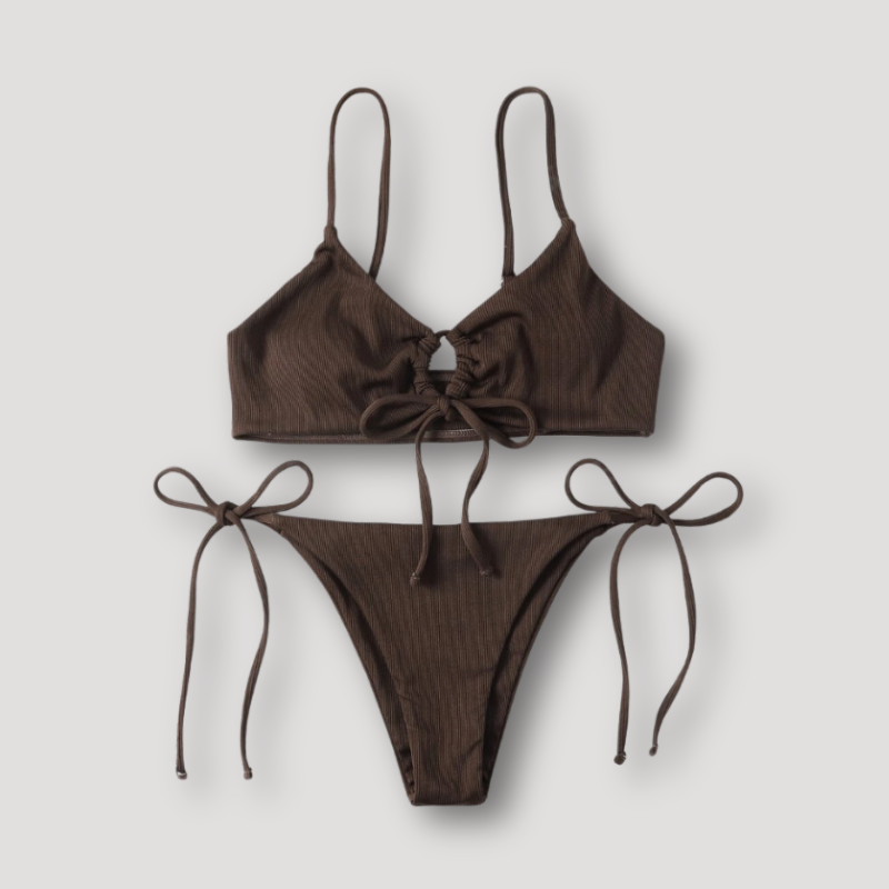 Driehoek Cut-out Tie Top Two-Piece Bikini Set