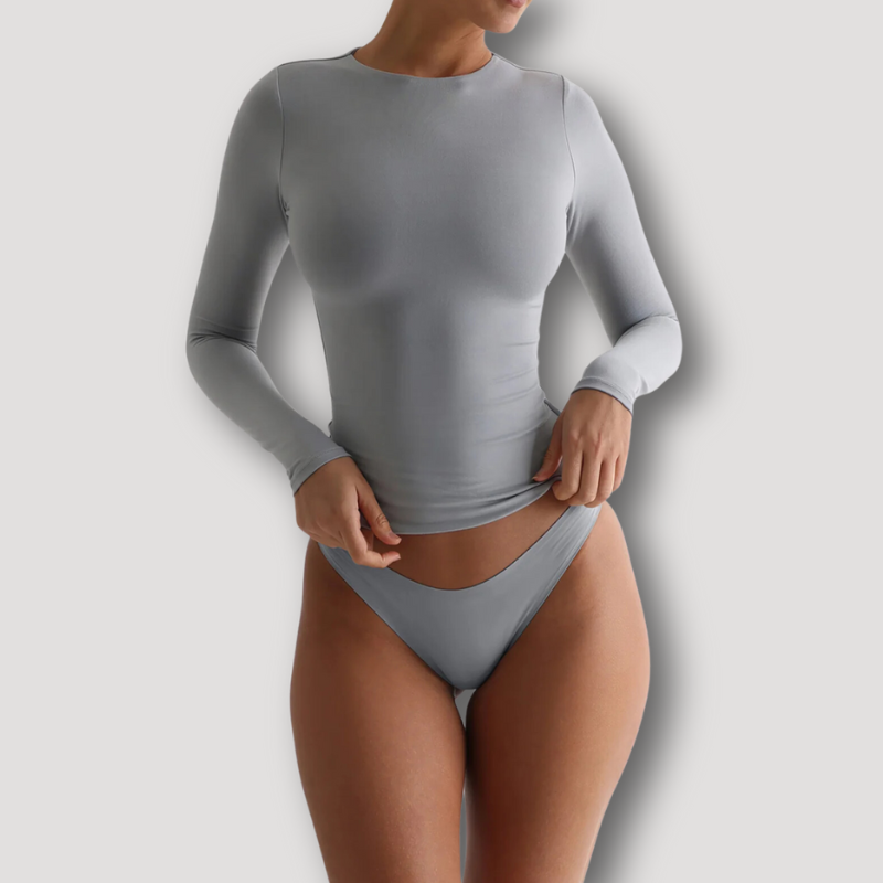 Minimalistisch Seamless Form Fitting Lange Mouw Blouse Dames