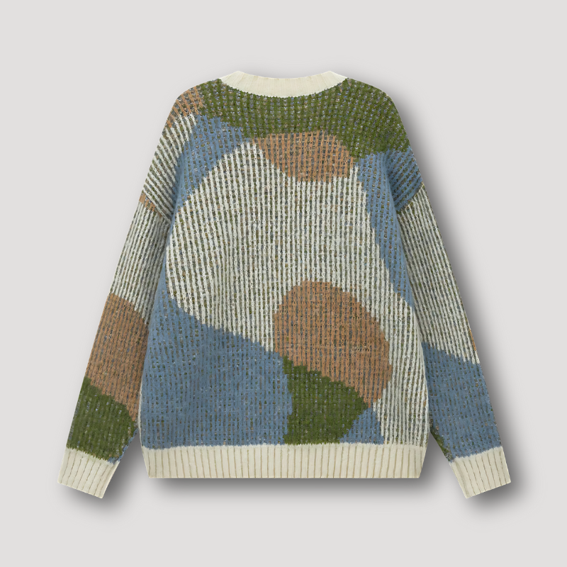 Ribtricot Abstract Kleurblok Oversized Sweater