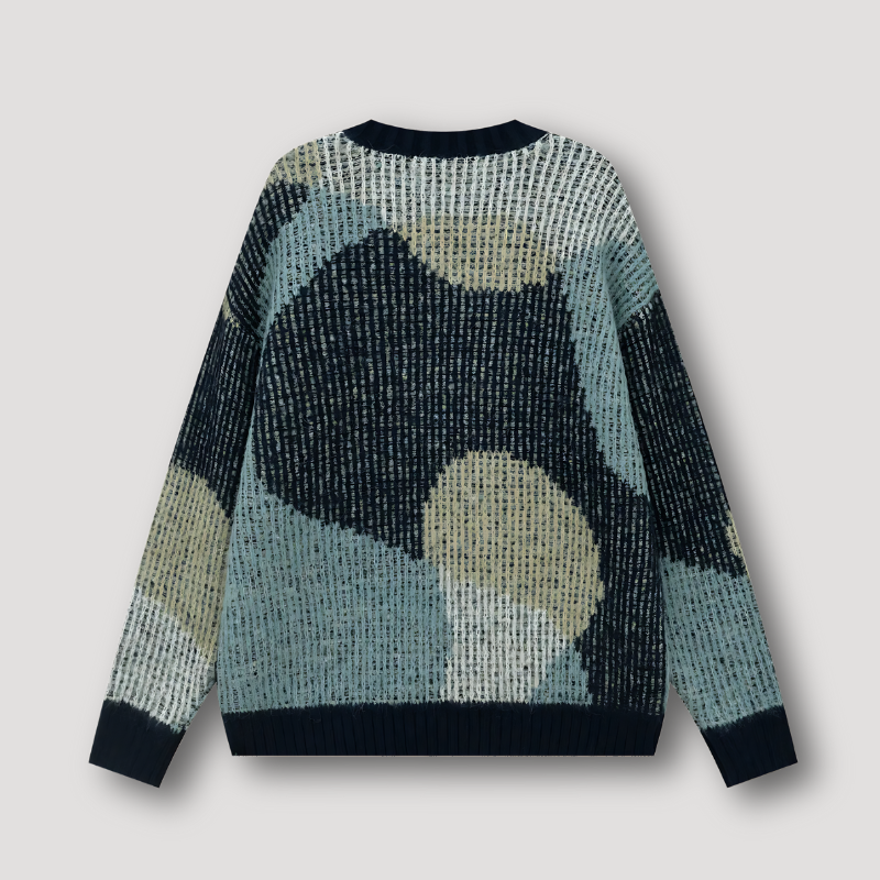 Ribtricot Abstract Kleurblok Oversized Sweater