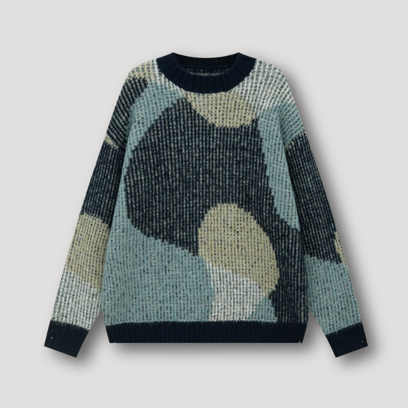 Ribtricot Abstract Kleurblok Oversized Sweater