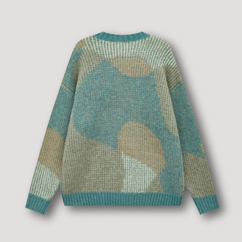 Ribtricot Abstract Kleurblok Oversized Sweater