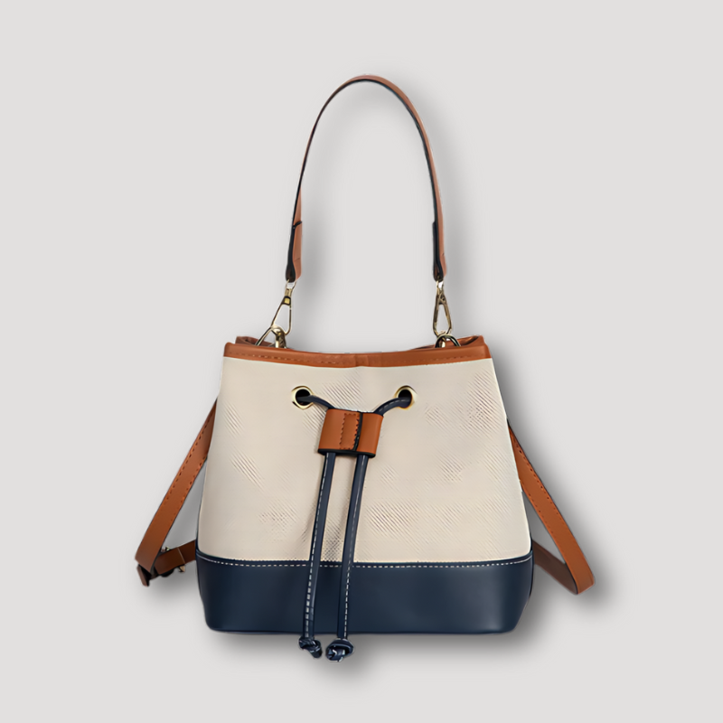 Kleurblok Trekkoord Crossbody Bucket Bag